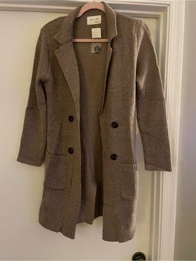 Active USA Taupe Knit Longline Cardigan Blazer